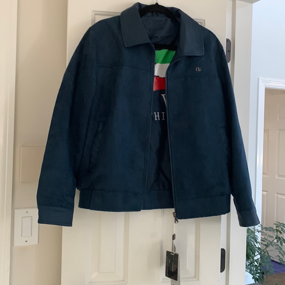 Blue ultra suede like jacket